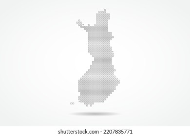 Finland Map - World map vector template with square pixel thin black and outline sketch style isolated on white background for education, infographic, design - Vector illustration eps 10