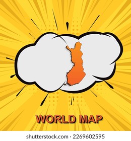Finland Map - World map vector template with isometric and comic art style including shadow, black and orange color on yellow background for design, infographic - Vector illustration eps 10