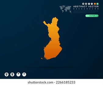 Finland map of Yellow and orange gradient on dark background vector.