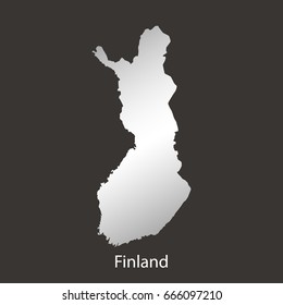 Finland map,border with chrome,metal shine gradient. Vector illustration