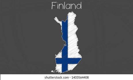 Finland map-flag chalkboard style vector illustration. 