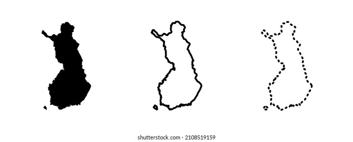 Mapas de Finlandia aislados en un fondo blanco