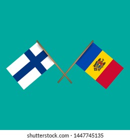 Finland and Moldova crossed flags.Language learning or travel concept. flat design.