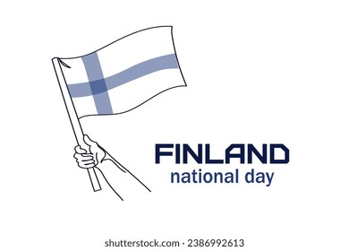 Finland national day banner, Doodle line vector illustration