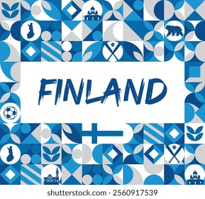 Finland National day banner with flag. Modern banner for various purposes such as national holiday greeting cards, sports and music event posters, web headers. Horizontal design
