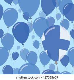 Finland National Day Flat Seamless Pattern. Flying Celebration Balloons in Colors of Finnish Flag. Finland Patriotic Background with Celebration Balloons.