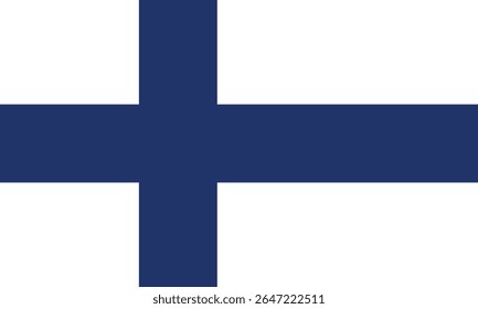 Finland National Flag – Blue Nordic Cross on White Background – High Quality Vectorial Stock Image