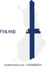 Finland National Flag Shaped as Country Map