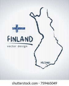 Finland national vector drawing map on white background