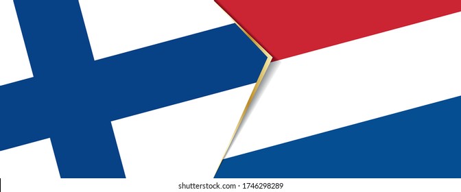 Finland and Netherlands flags, two vector flags symbol of relationship or confrontation.