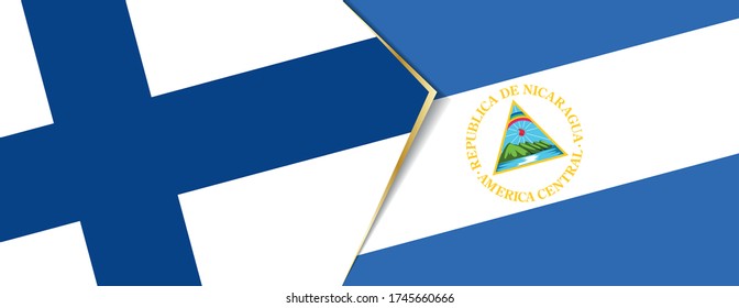 Banderas de Finlandia y Nicaragua, dos banderas vectoriales símbolo de relación o enfrentamiento.