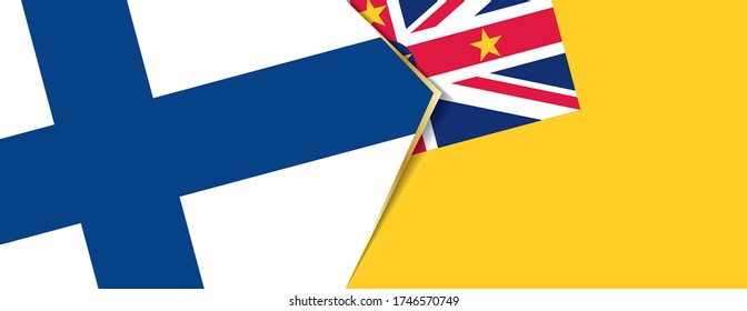 Finland and Niue flags, two vector flags symbol of relationship or confrontation.