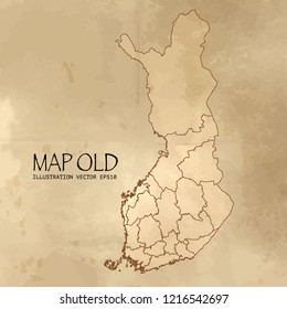 finland on the map of Balkans in soft grunge and vintage style, like old paper with watercolor painting. VectorEPS10