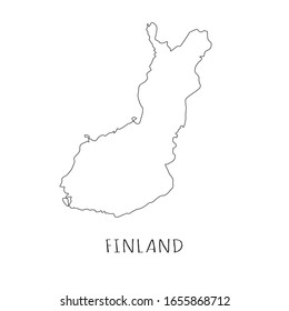 Finland one line drawing on white isolated background. Abstract outline of the country, geographical map. Vector illustration