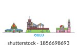 Finland, Oulu line cityscape, flat vector. Travel city landmark, oultine illustration, line world icons