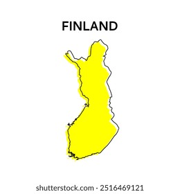 Mapa esquemático de Finlandia. Diseño Abstractas, Ilustración vectorial. Diseño de línea minimalista estilizado	