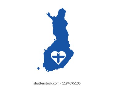 Finland outline map country shape heart symbol love state borders