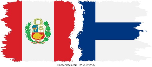 Finland and Peru grunge flags connection, vector