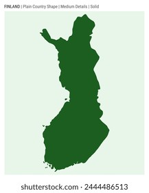 Mapa del país de Finlandia. Medianos detalles. Estilo sólido. Forma de Finlandia. Ilustración vectorial.