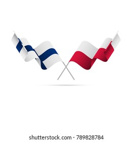 Finland and Poland flags crossed. Vector illustration.