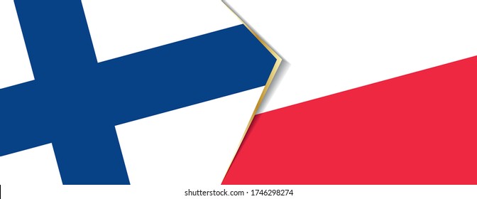 Finland and Poland flags, two vector flags symbol of relationship or confrontation.