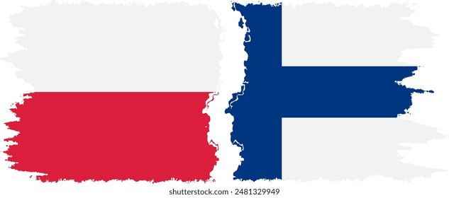 Finland and Poland grunge flags connection, vector