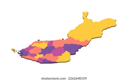 Finland political map of administrative divisions - regions and one autonomous region of Aland. Isometric 3D blank vector map in four colors scheme.