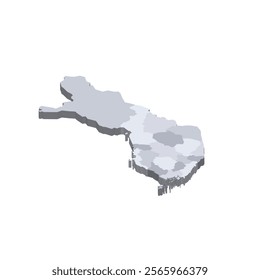 Finland political map of administrative divisions - regions and one autonomous region of Aland. 3D isometric blank vector map in shades of grey.