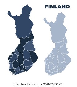 Finland political map with states border outline