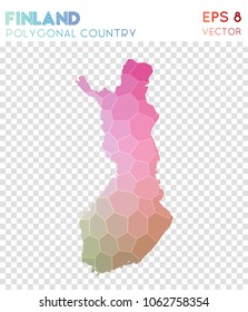 Finland polygonal, mosaic style country map. Fetching low poly style, modern design for infographics or presentation.