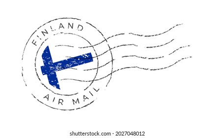 marca de franqueo finlandesa. Marca nacional Sello de posta aislado en ilustración vectorial de fondo blanco. Sello con el patrón de bandera oficial del país y nombre del país