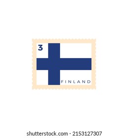 Finland postage stamp. Finland National Flag Postage Stamp. Stamp with official country flag pattern and countries name vector illustration