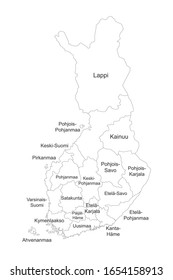 Finland provinces map with name labels vector. Perfect for business concepts, backgrounds, backdrop, poster, sticker, banner, label, chart and wallpaper.