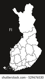 Finland regions Map black white