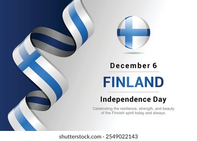 Finland ribbon flag. Bent waving ribbon in colors of the Finland national flag. National flag background.
