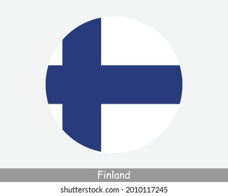 Finland Round Circle Flag. Finnish Circular Button Banner Icon. Finn Flag EPS Vector svg