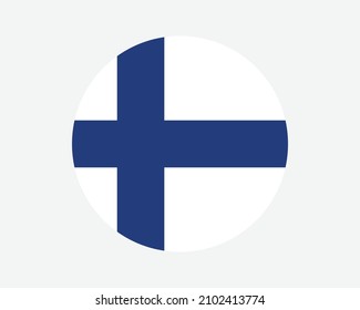 Finland Round Country Flag. Circular Finnish National Flag. Republic of Finland Circle Shape Button Banner. EPS Vector Illustration. svg
