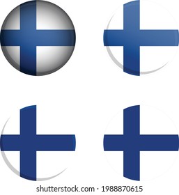 Finland Round Country Flag in different styles disc badge vector illustration