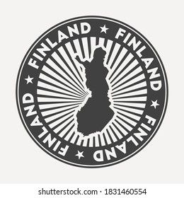 Finland round logo. Vintage travel badge with the circular name and map of country, vector illustration. Can be used as insignia, logotype, label, sticker or badge of the Finland.