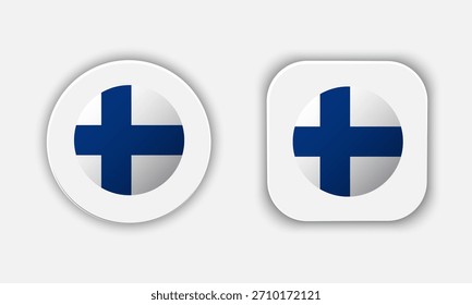 Finland Rounded National Flag Button Icon