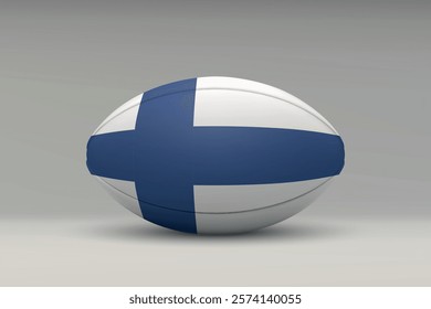 Finland rugby ball featuring the national flag design on a gray background