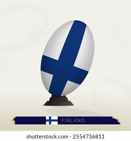 Finland Rugby Ball on Rugby Kicking Tees with Modern Design. Illustration perfect for sports, national pride, and rugby-related projects.