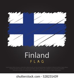 Finland scribbled flag. hand drawn lines in Vector Format on Gray Background. Vector illustration eps 10.