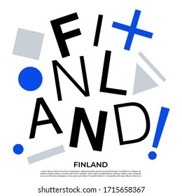 Finland : Set of country name with geometric elements : Vector Illustration