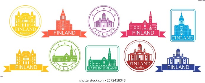 Finland set. Isolated Finland on white background