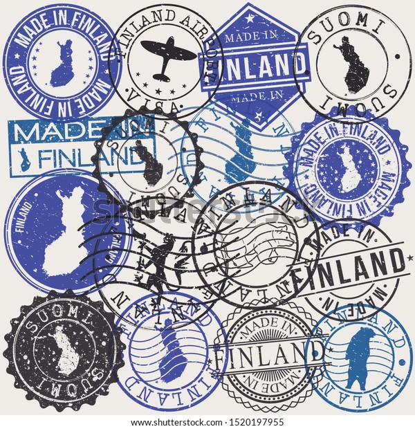 フィンランド切手のセット 旅行券 の切手 製品で作られた 古いスタイルの記号をデザインするアイコンクリップアートのベクター画像 のベクター画像素材 ロイヤリティフリー