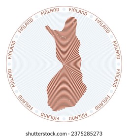 Finland shape radial arcs. Country round icon. Finland logo design poster. Charming vector illustration.