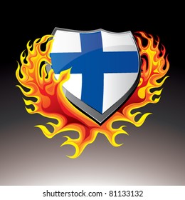 finland shield in flame