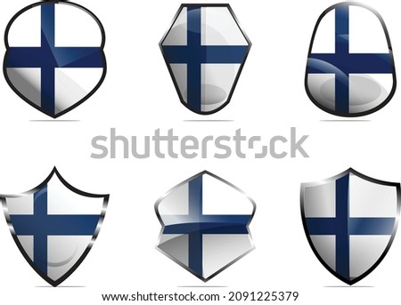 Finland Shield set vector art illustration