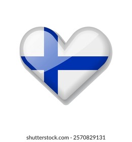 Finland - Shiny Flag in the Form of Heart. Vector Illustration.